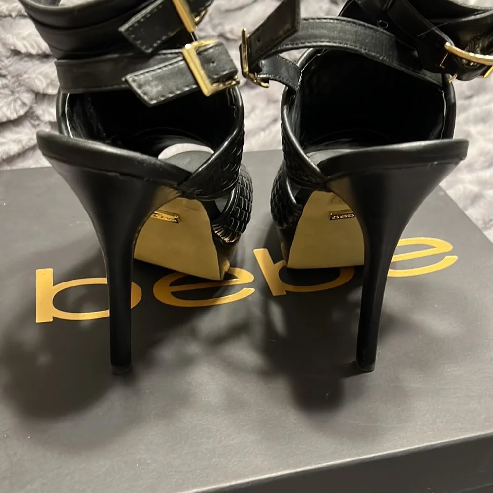 Bebe Black Platform Heels - Picture 7 of 8